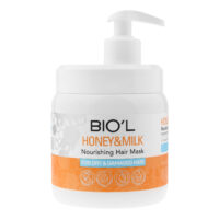 ماسک تقویت کننده مو بیول مدل HONEY & MILK مناسب برای موهای خشک و آسیب دیده حجم 500 میلی لیتر